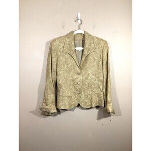 Vintage Henri Bendel Linen Floral Blazer 2 Beige 80s Cottage Old Money Preppy